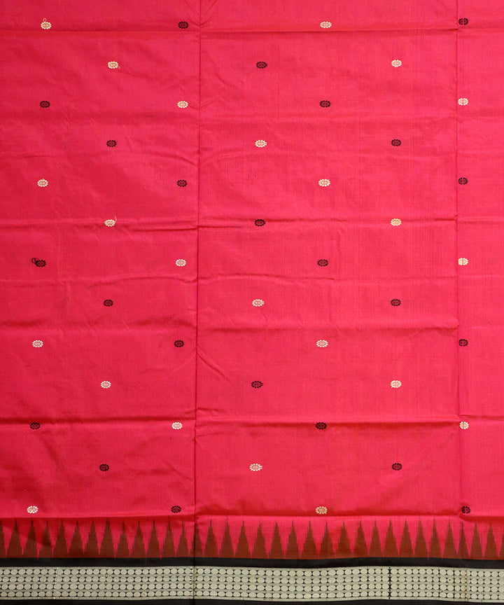 Red black bomkai silk handloom saree