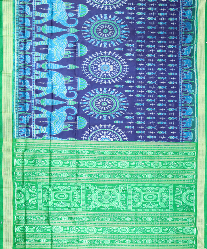 Navy blue green silk handloom sambalpuri saree