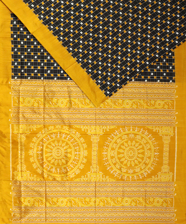 Black carrot orange silk handloom sambalpuri saree