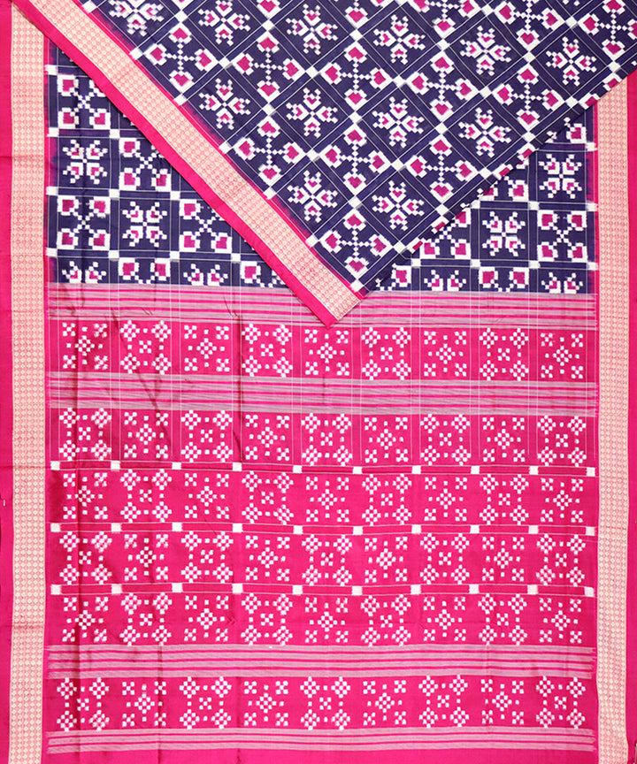 English violet cerise pink silk handloom sambalpuri saree