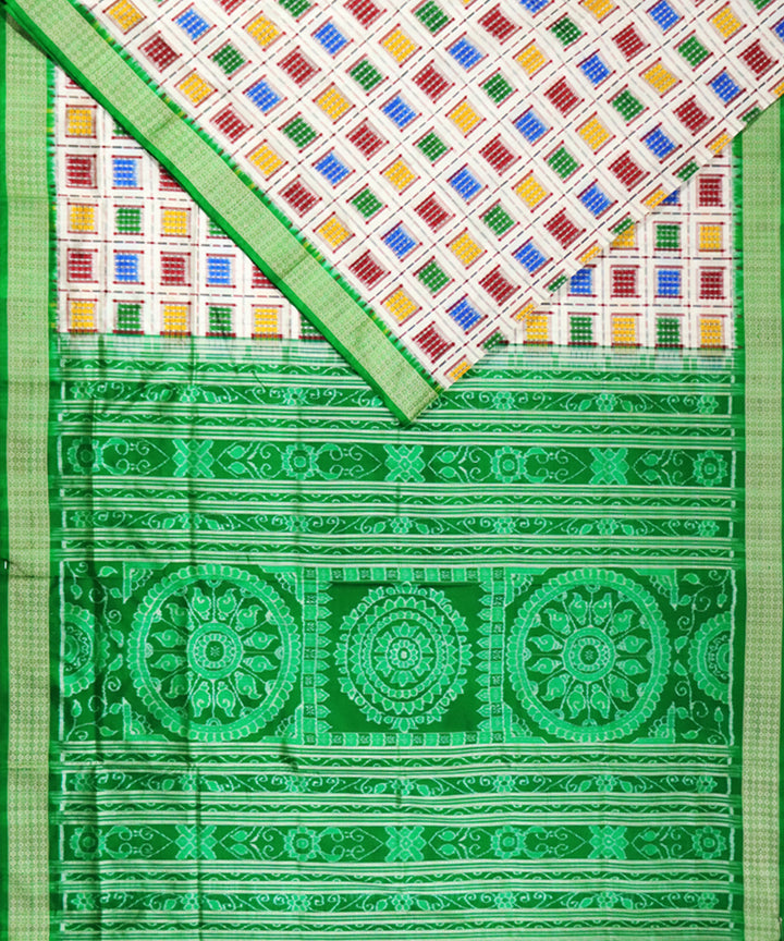 Multicolor green silk handloom sambalpuri saree