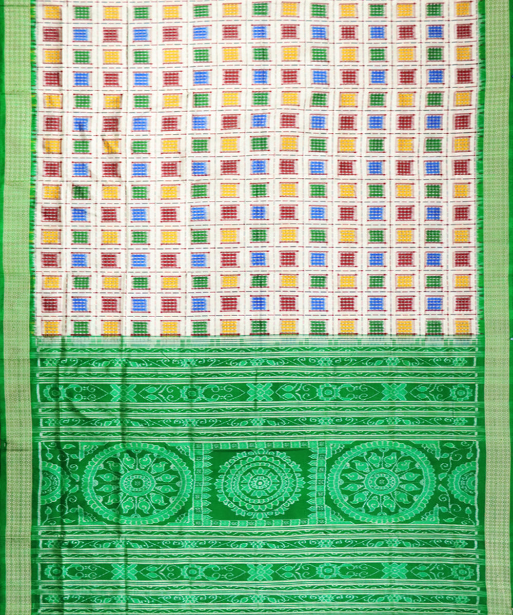 Multicolor green silk handloom sambalpuri saree