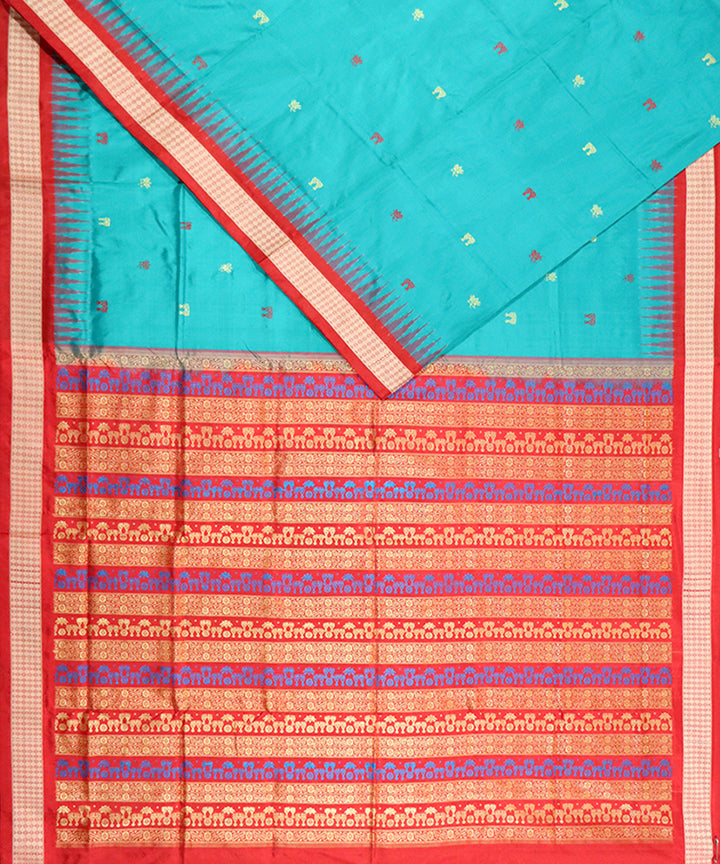 Celadon green maroon silk handloom bomkai saree