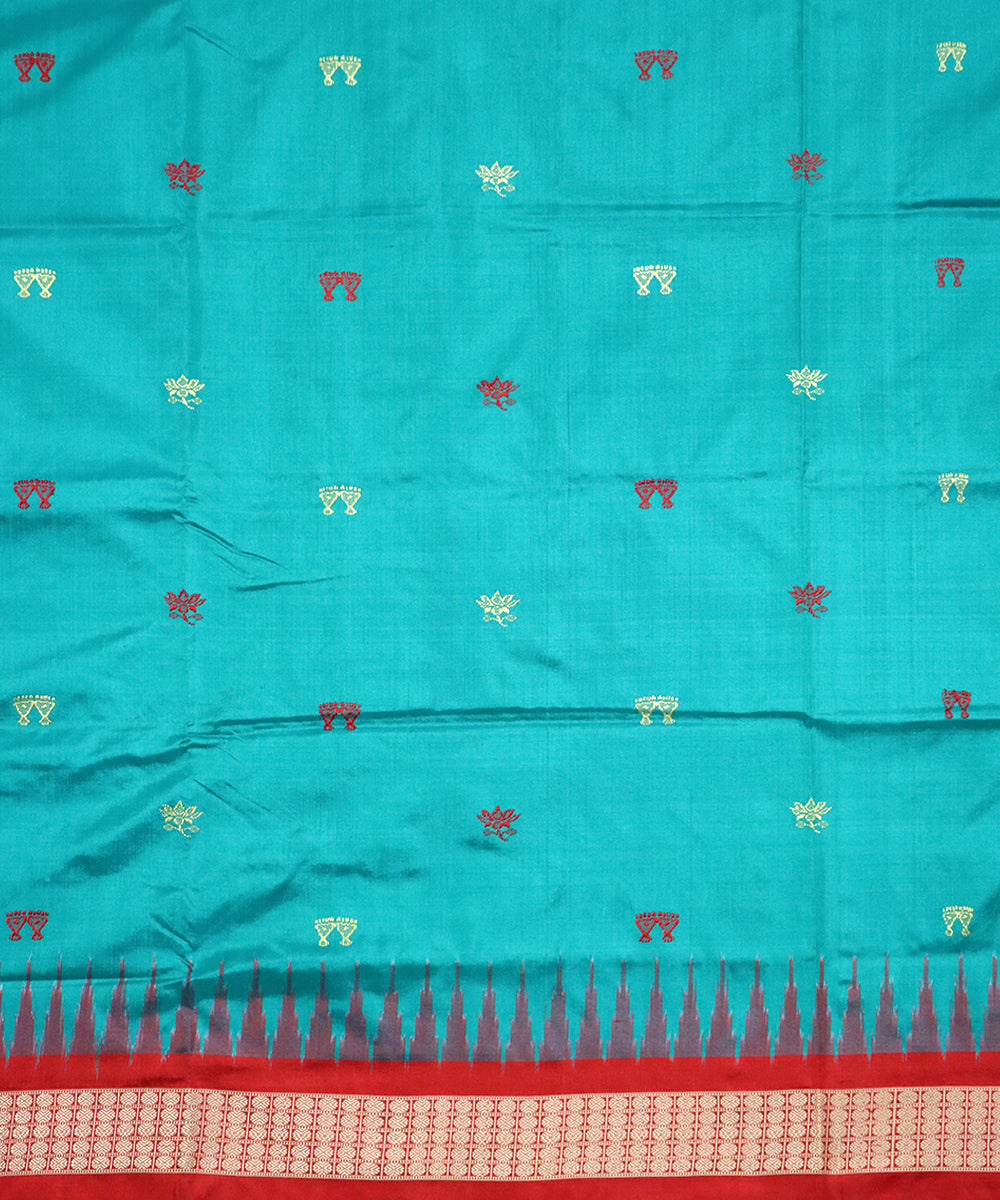 Celadon green maroon silk handloom bomkai saree