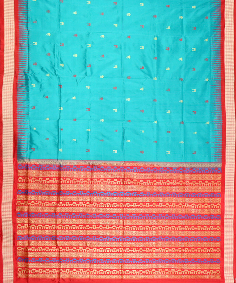 Celadon green maroon silk handloom bomkai saree