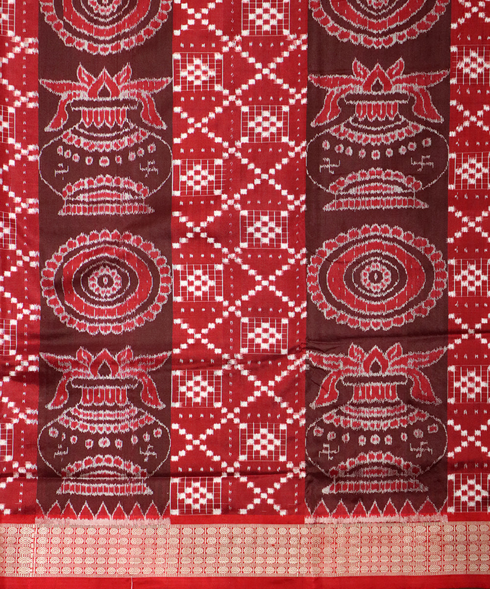 Maroon red handloom silk sambalpuri saree