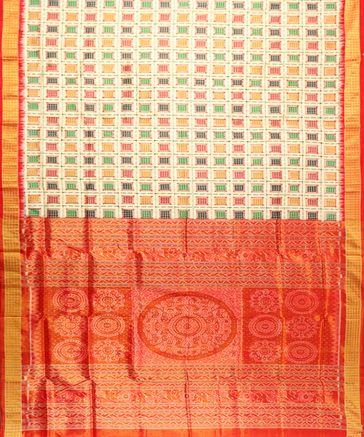 Multicolor red silk handloom sambalpuri saree