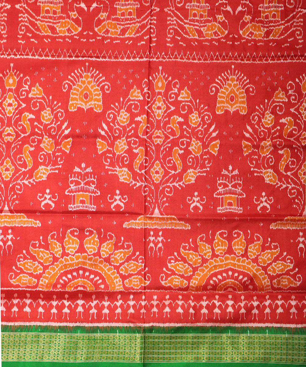 Red green silk handloom sambalpuri saree