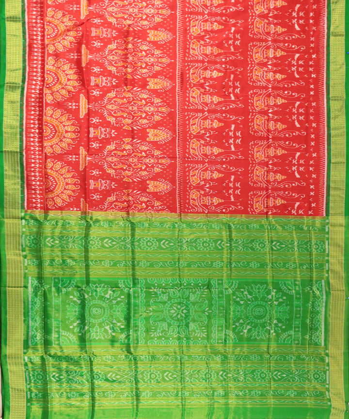 Red green silk handloom sambalpuri saree