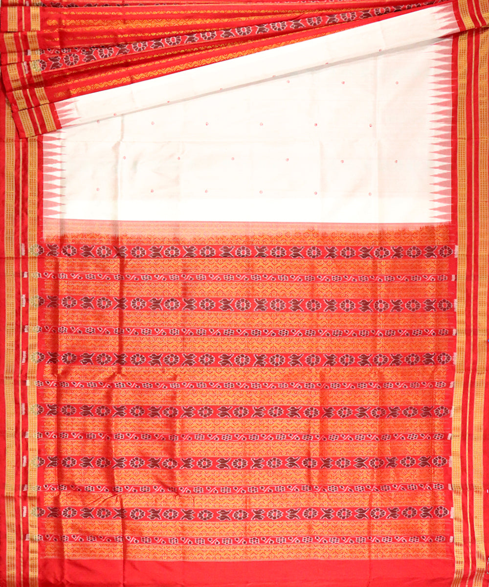 White red silk patli handloom sambalpuri saree