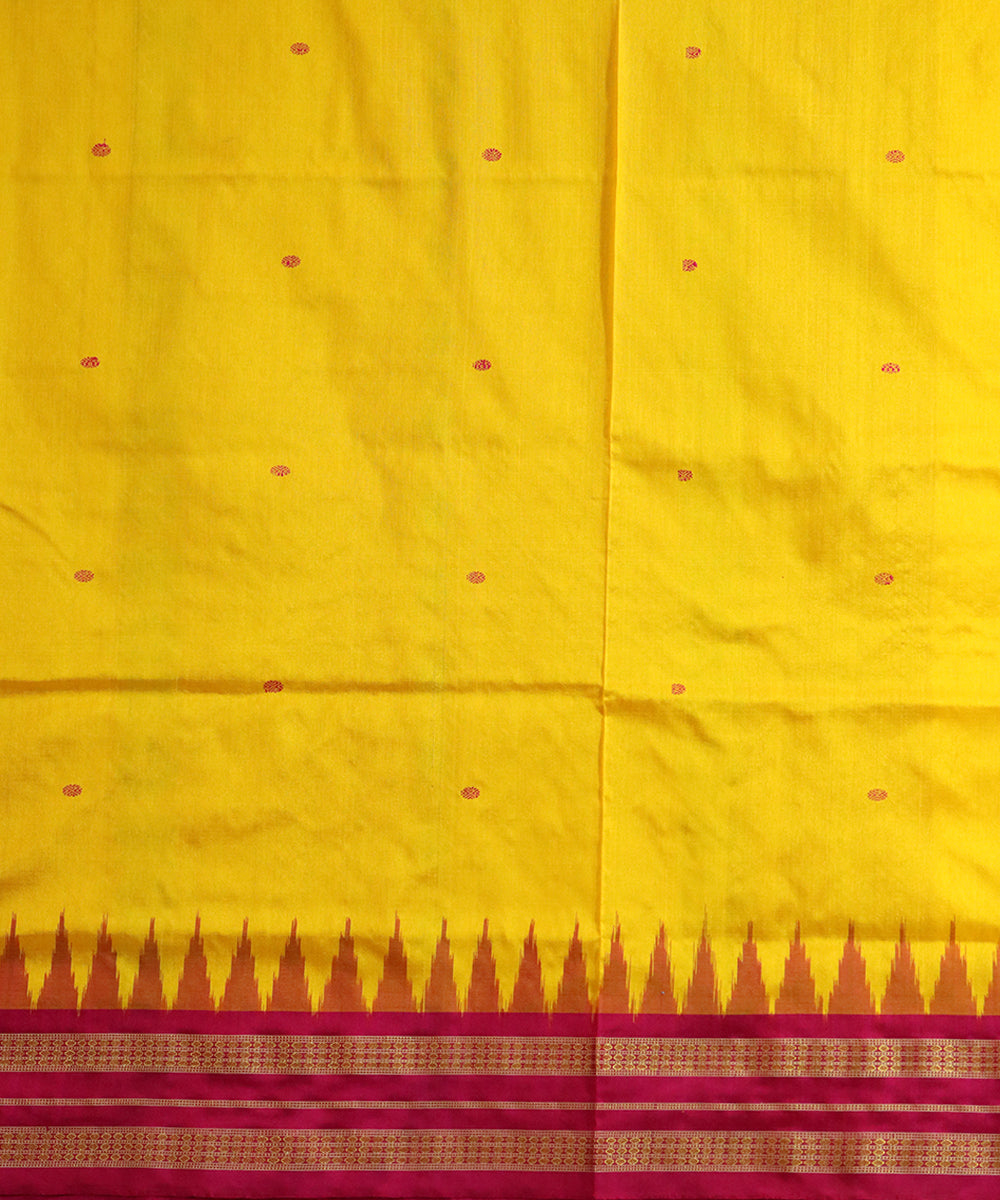 Yellow pink silk patli handloom sambalpuri saree