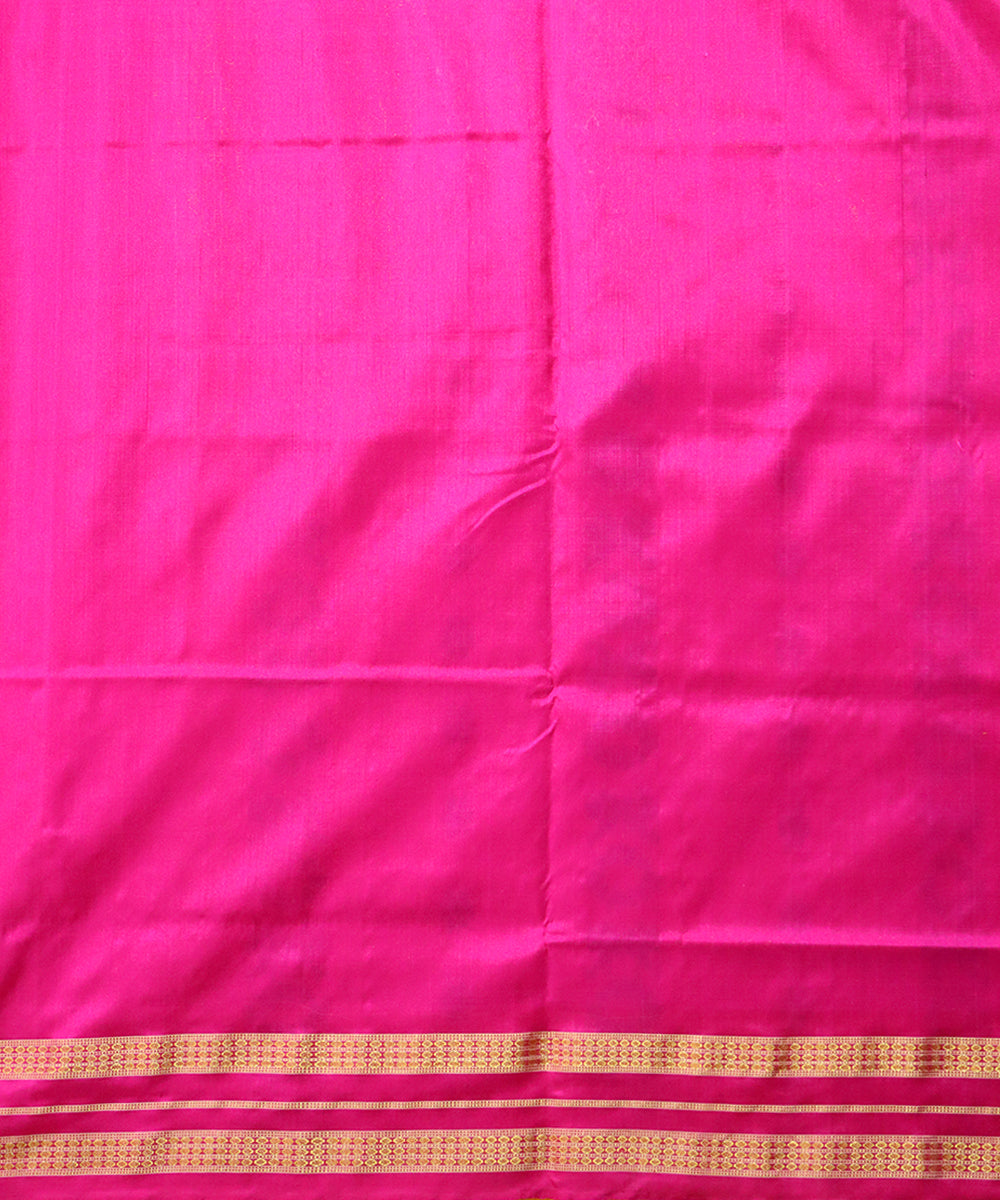 Yellow pink silk patli handloom sambalpuri saree