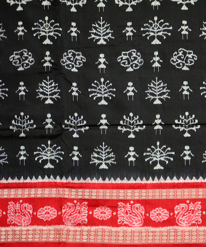 Black red silk handwoven sambalpuri saree