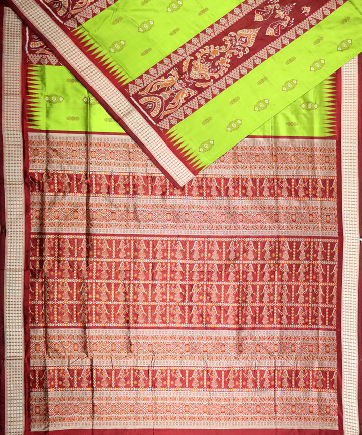 Android green maroon silk handloom bomkai saree