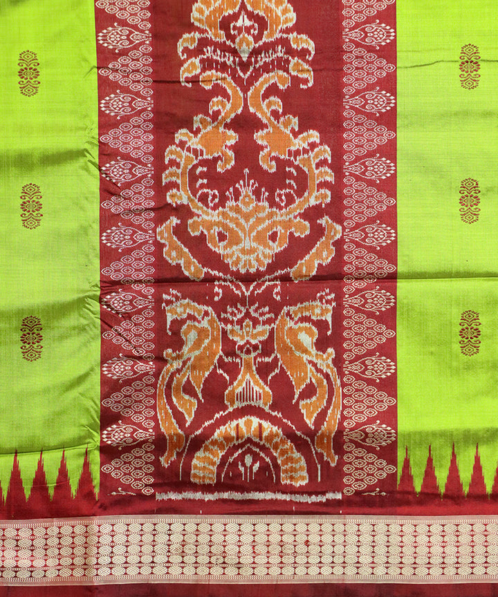 Android green maroon silk handloom bomkai saree