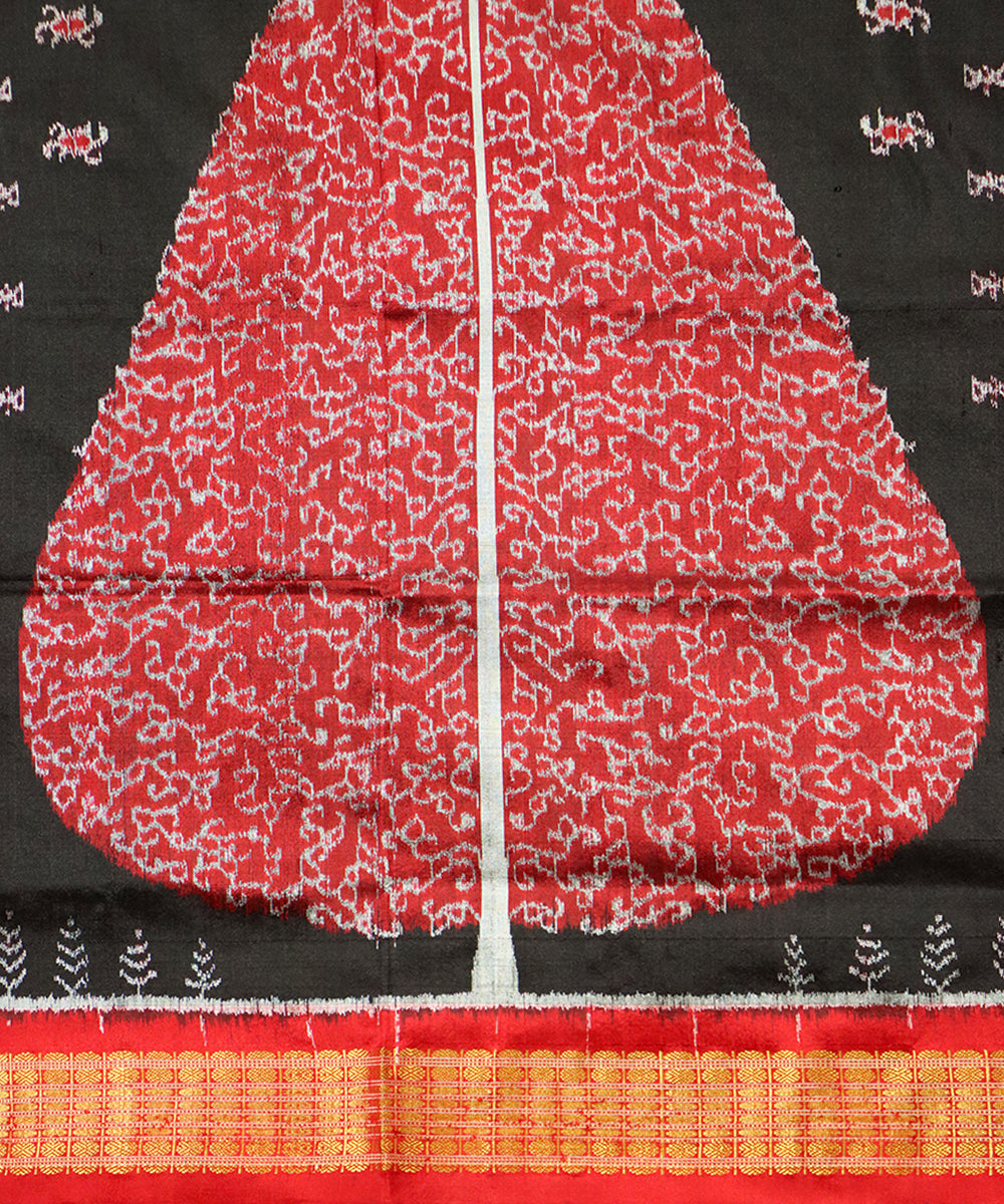 Black red silk handloom sambalpuri saree