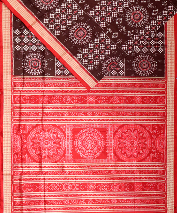 Maroon red silk handloom sambalpuri saree