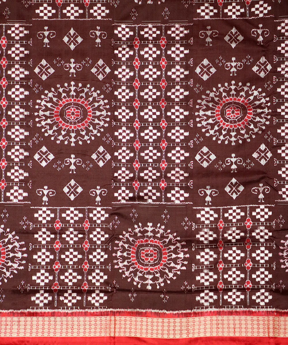 Maroon red silk handloom sambalpuri saree