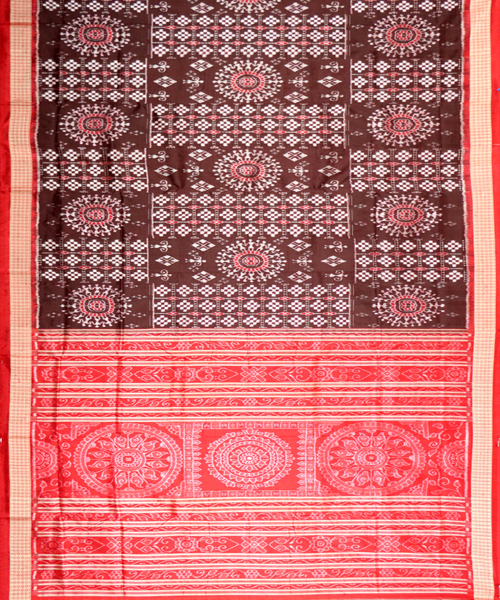 Maroon red silk handloom sambalpuri saree