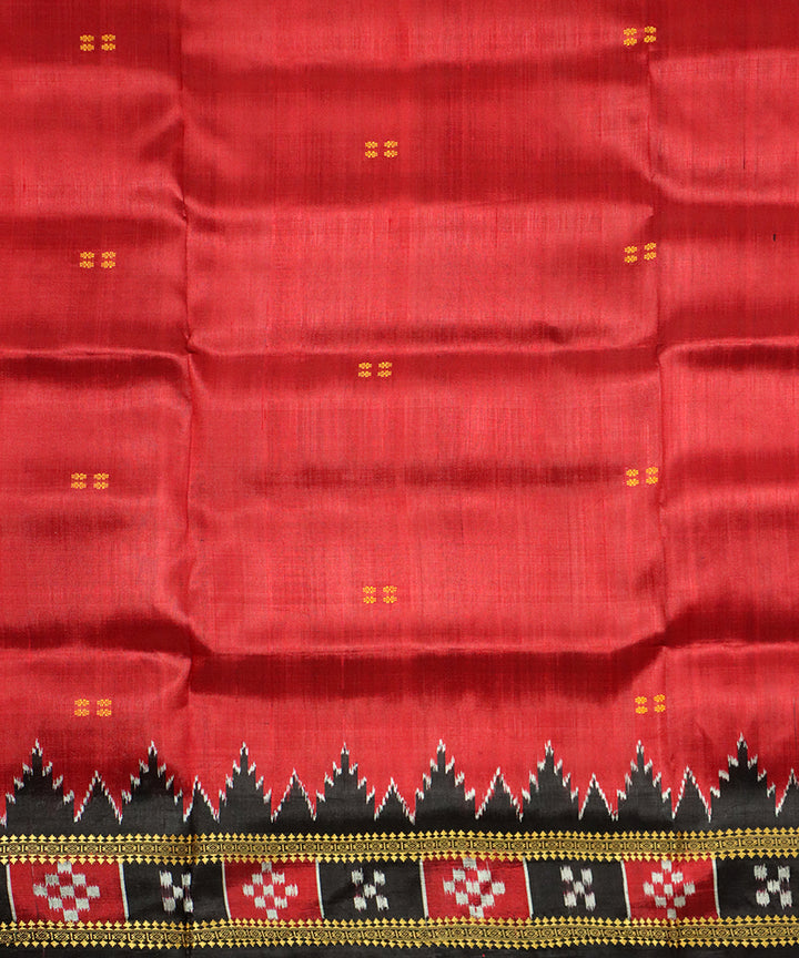 Maroon black silk handloom khandua saree