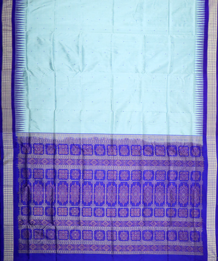 Sky blue navy blue silk handloom bomkai saree