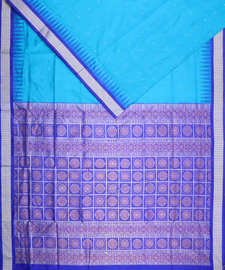 Sky blue blue silk bomkai handloom saree