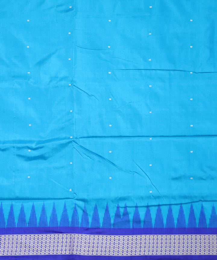 Sky blue blue silk bomkai handloom saree