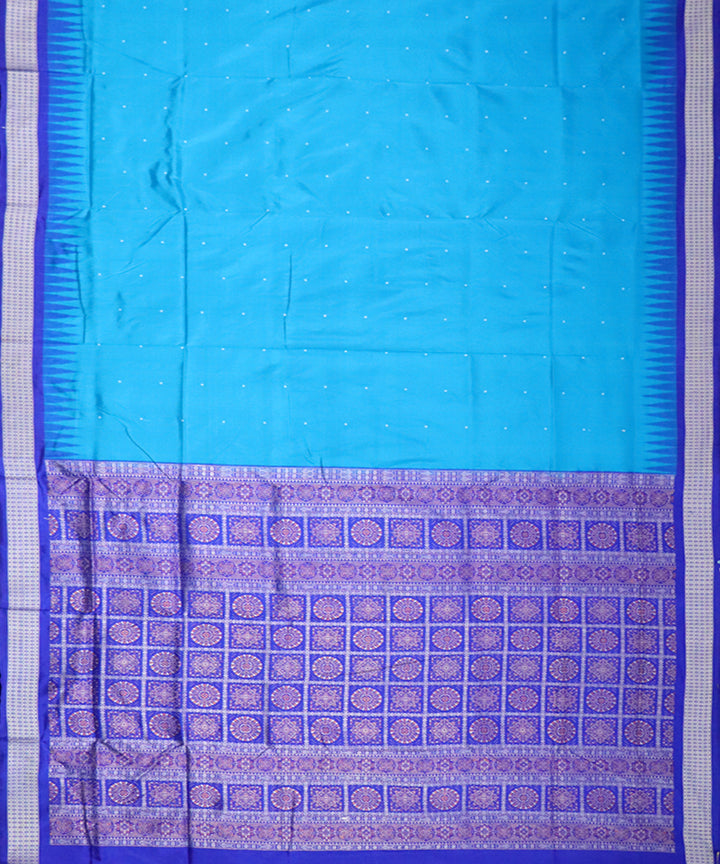 Sky blue blue silk bomkai handloom saree