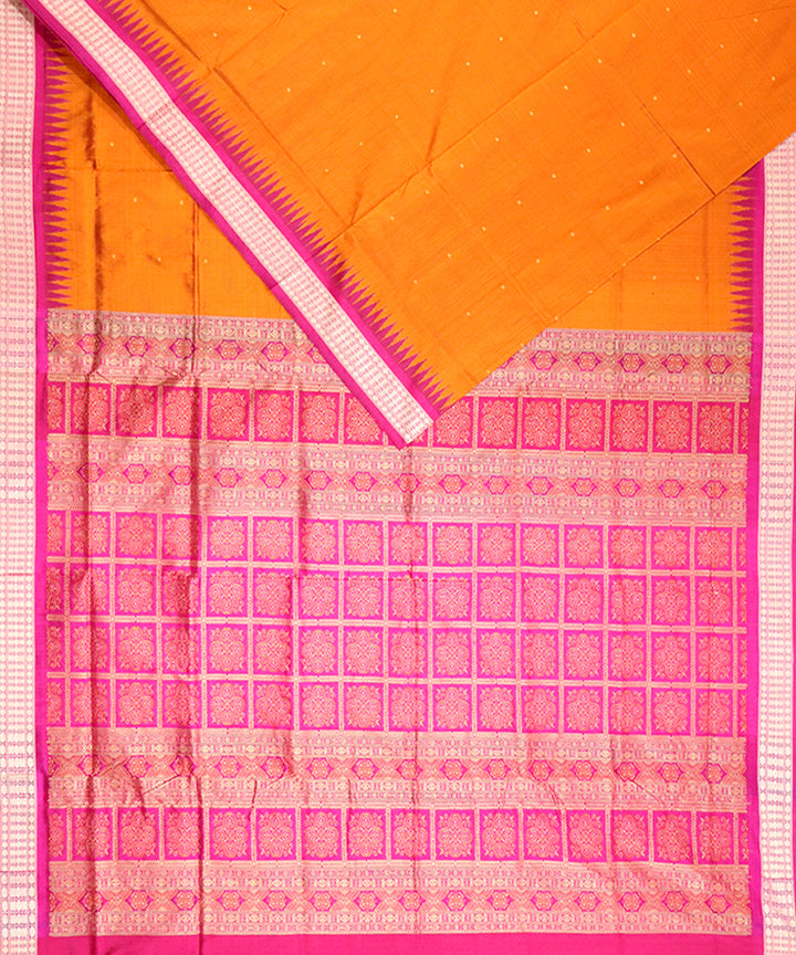 Brown pink silk handloom bomkai saree