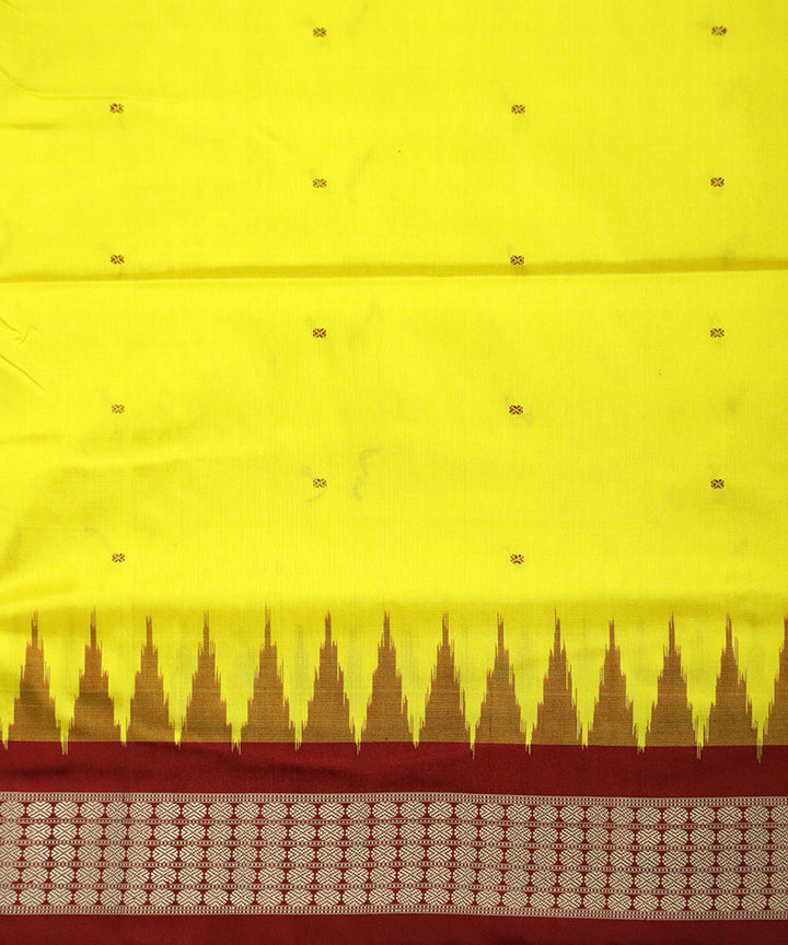 Yellow maroon silk handloom bomkai saree