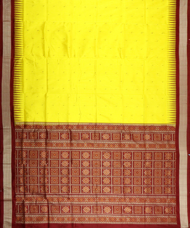 Yellow maroon silk handloom bomkai saree