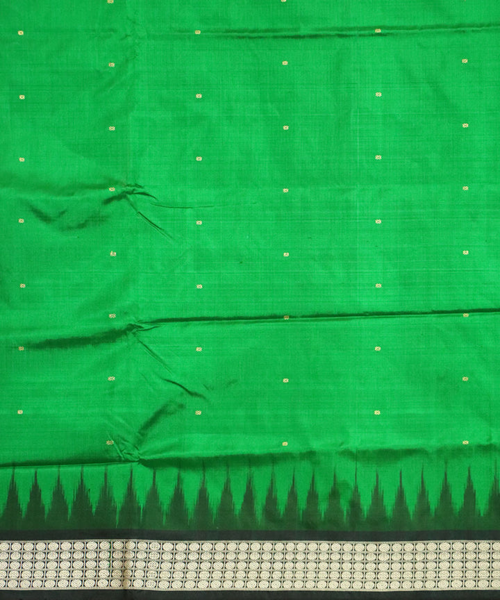 Dark green black silk handloom bomkai saree