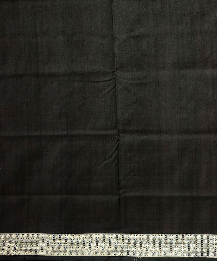 Dark green black silk handloom bomkai saree