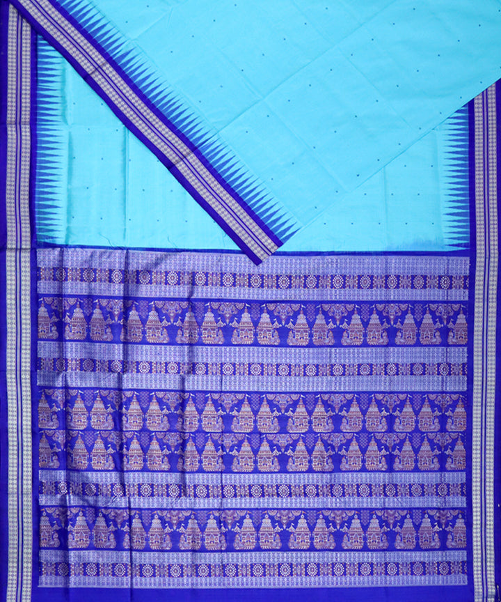 Sky blue blue silk handloom bomkai saree