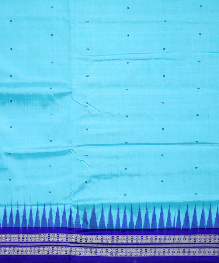 Sky blue blue silk handloom bomkai saree