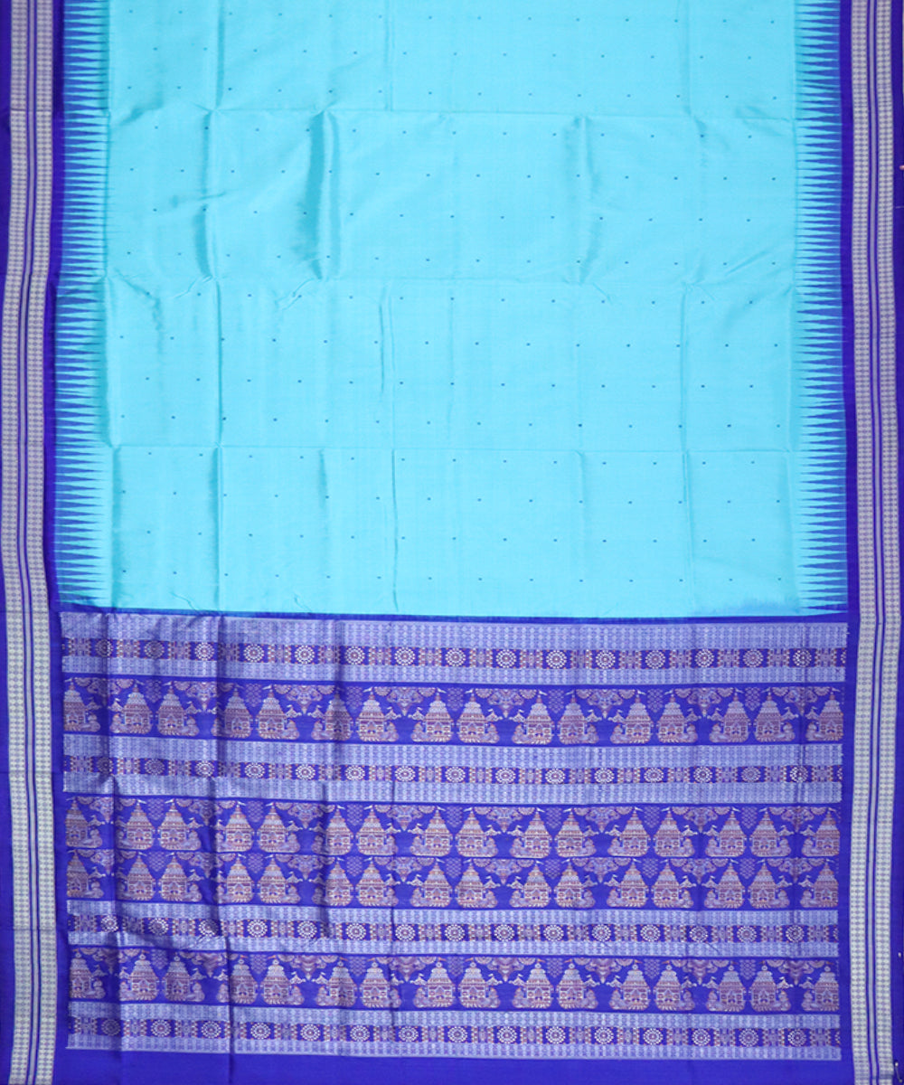 Sky blue blue silk handloom bomkai saree