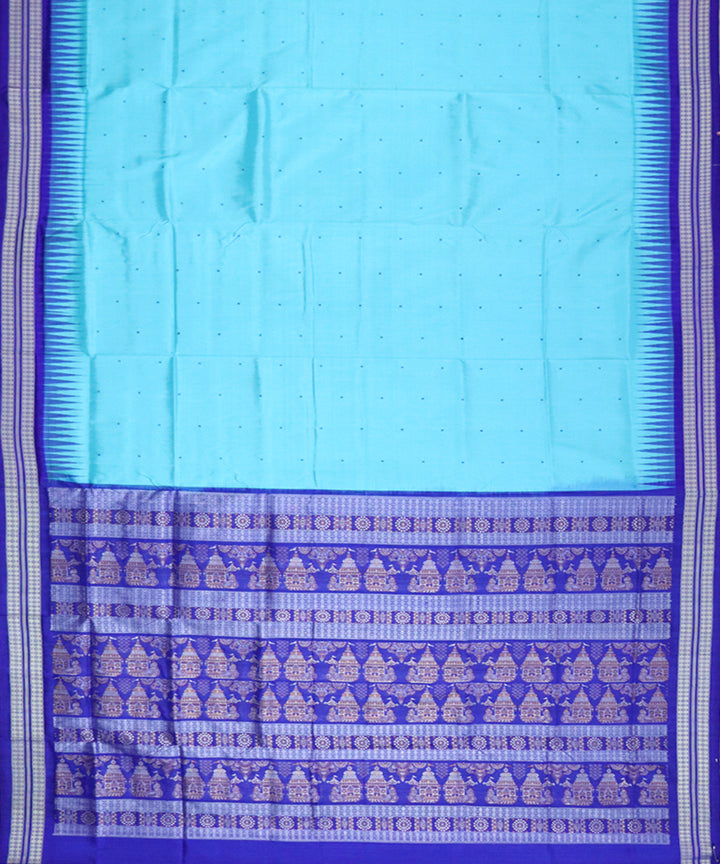 Sky blue blue silk handloom bomkai saree
