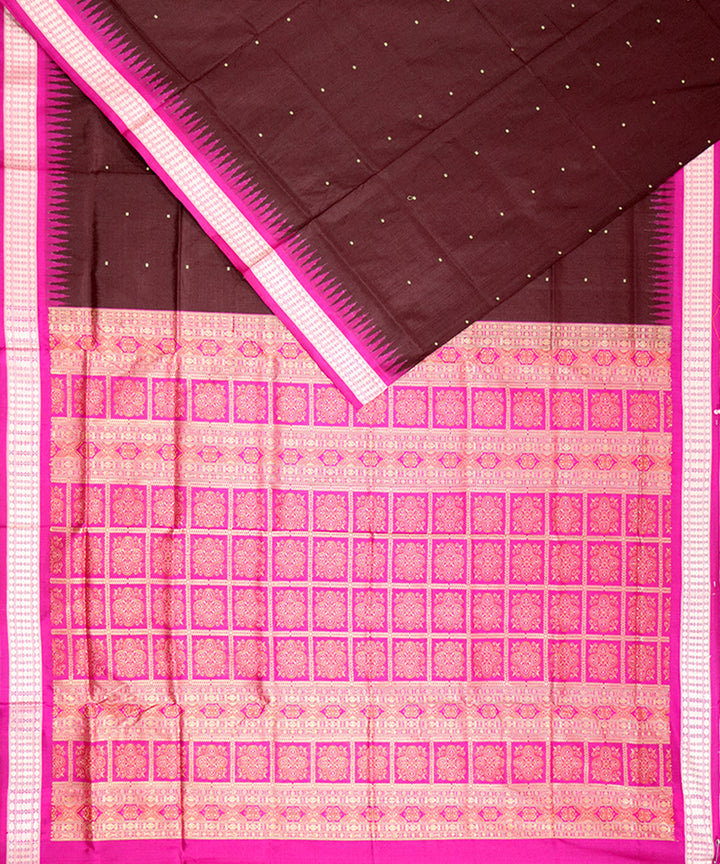 Deep coffee pink silk handloom bomkai saree