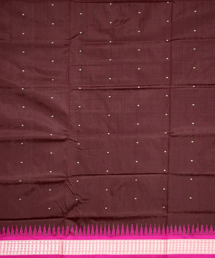 Deep coffee pink silk handloom bomkai saree