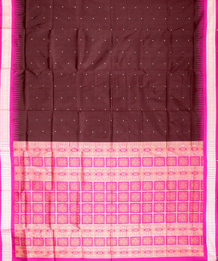 Deep coffee pink silk handloom bomkai saree