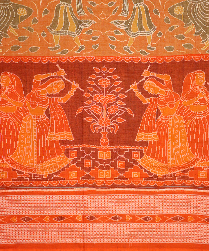 Burnt orange cotton handloom sambalpuri saree