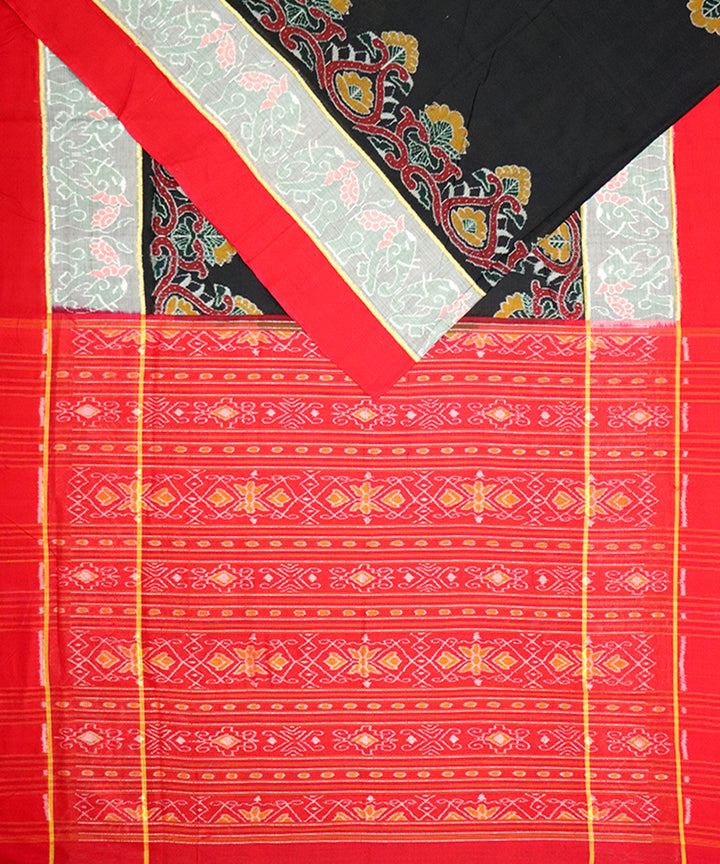 Black red handloom cotton sambalpuri saree