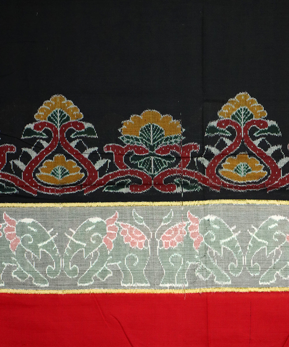 Black red handloom cotton sambalpuri saree