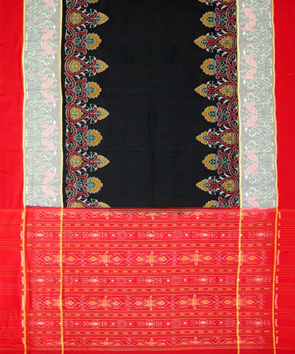 Black red handloom cotton sambalpuri saree