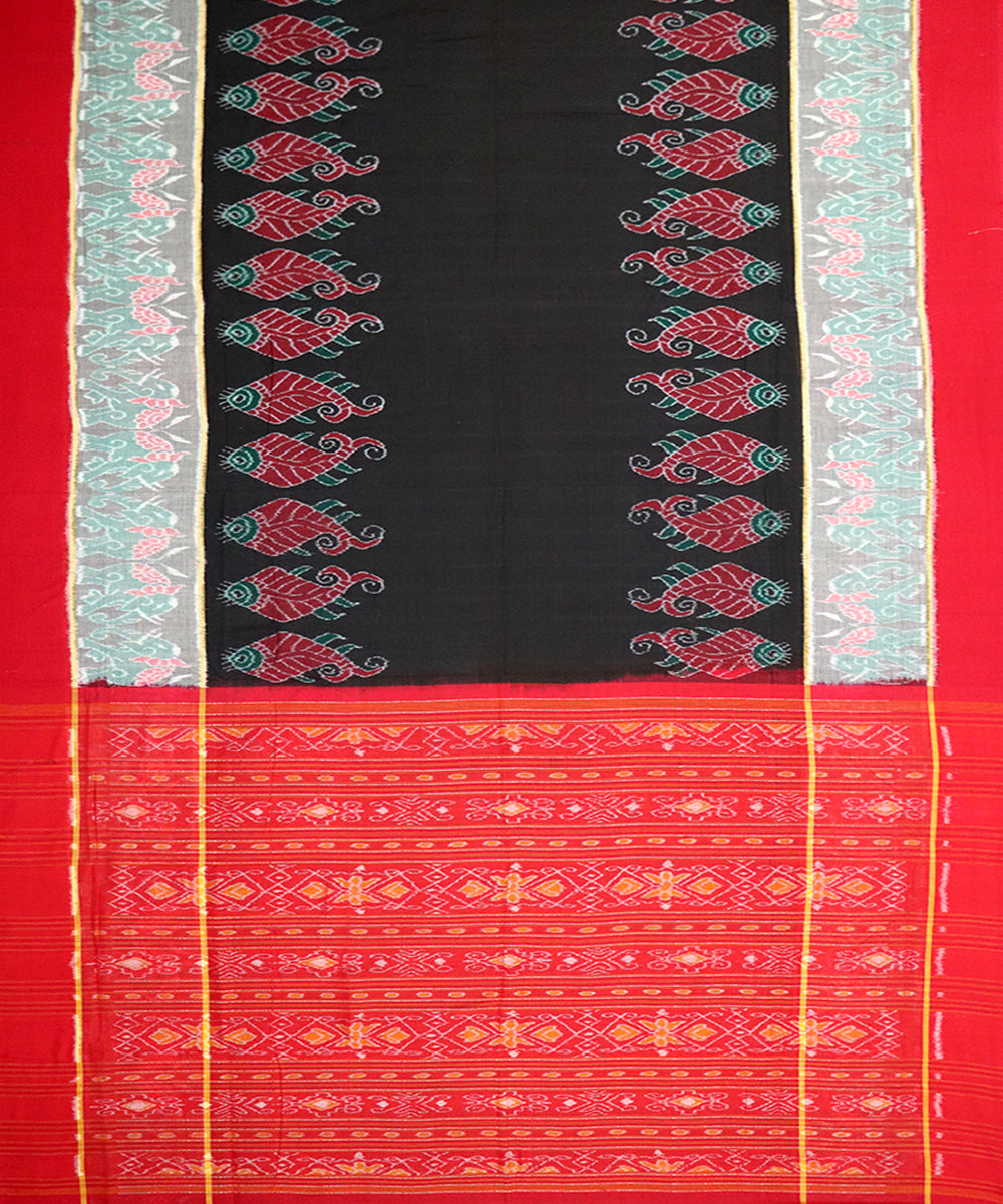 Black red cotton handloom sambalpuri saree