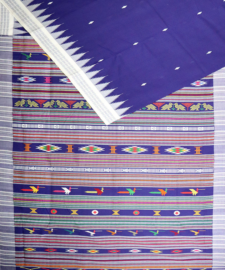 Catalina blue white cotton handloom bomkai saree