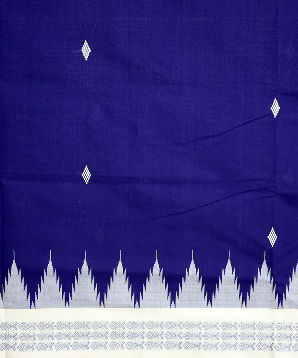 Catalina blue white cotton handloom bomkai saree