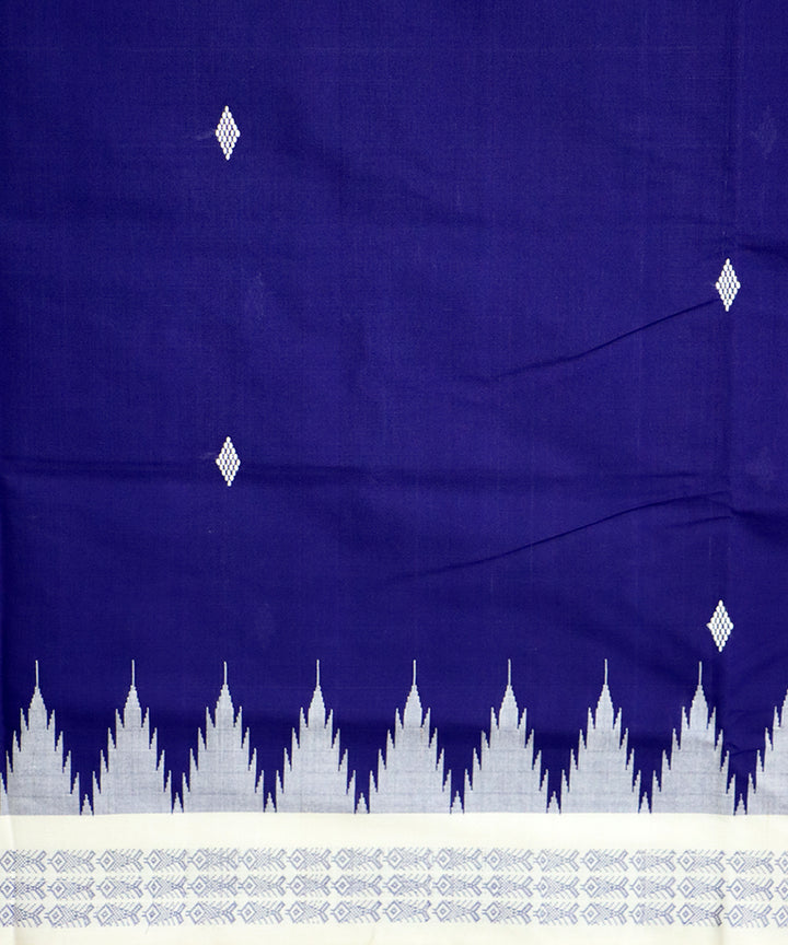 Catalina blue white cotton handloom bomkai saree