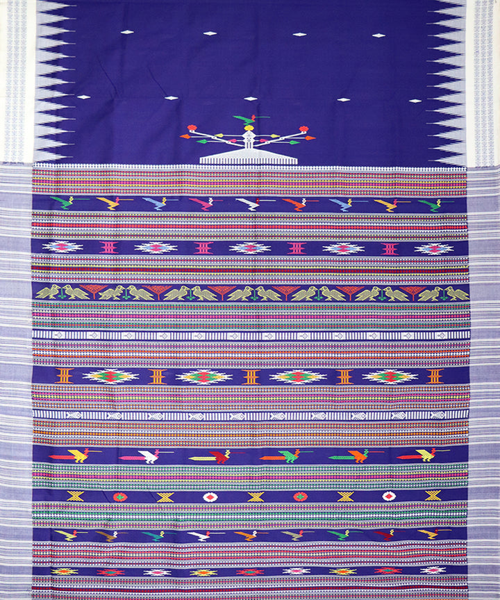 Catalina blue white cotton handloom bomkai saree