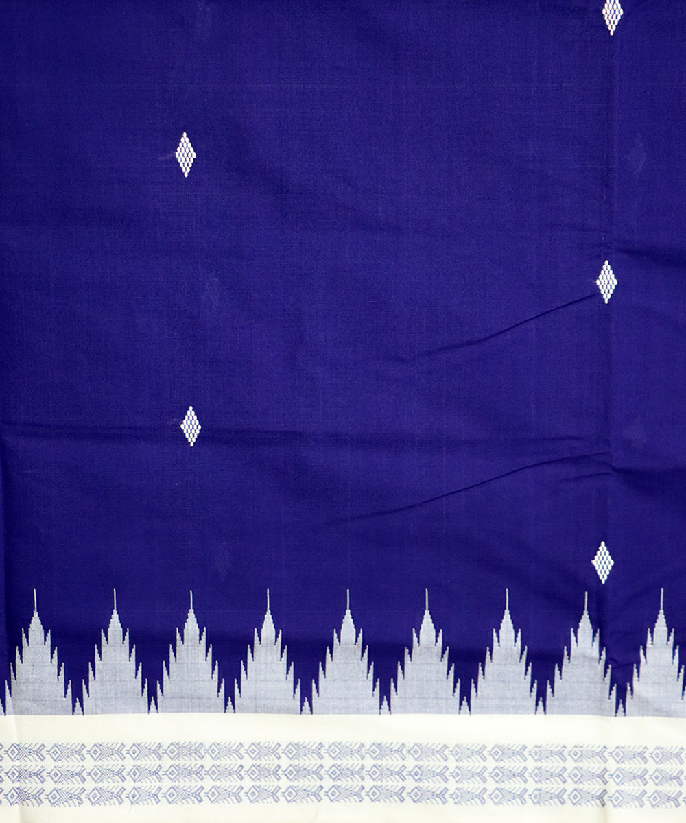 Catalina blue white cotton handloom bomkai saree